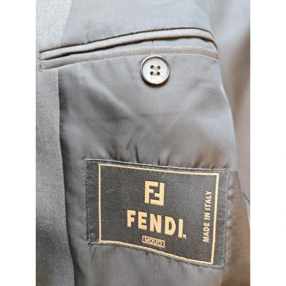 Fendi Mens Sports Coat 36R Gray Chalk Stripe Made in Italy 3 Button Jacket